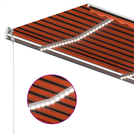 Automatisk markise med vindsensor og LED 400x300cm oransje/brun