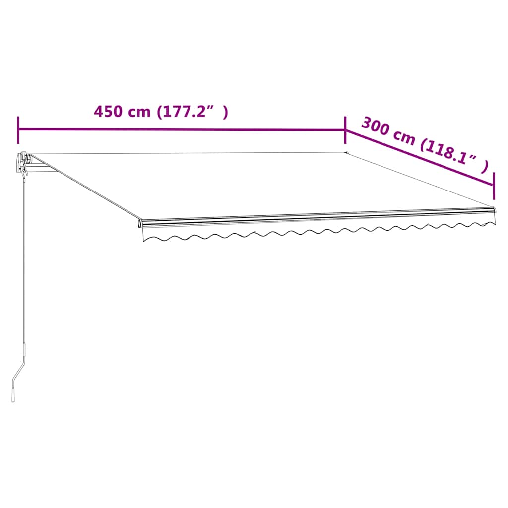 Automatisk uttrekkbar markise 450x300 cm kremhvit vidaXL