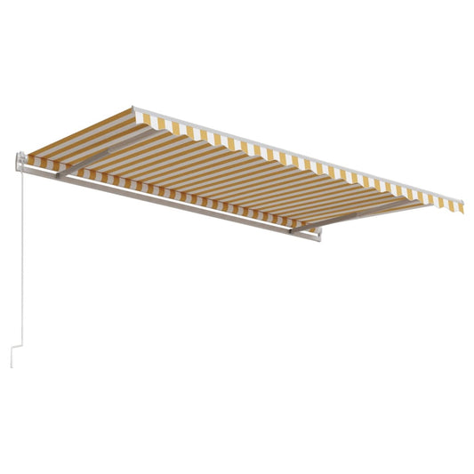 Automatisk uttrekkbar markise 450x300 cm gul og hvit