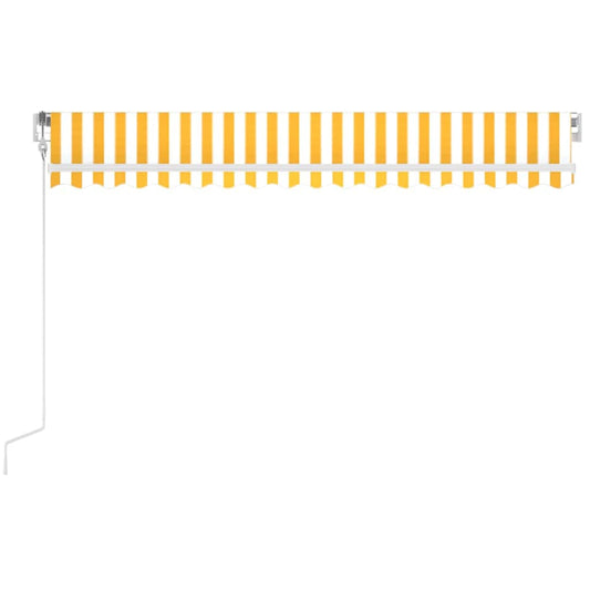 Automatisk markise med vindsensor og LED 450x300 cm gul/hvit
