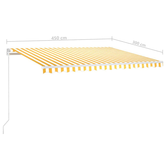Automatisk markise med vindsensor og LED 450x300 cm gul/hvit