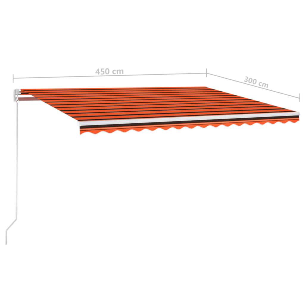 Automatisk markise med vindsensor og LED 450x300cm oransje/brun