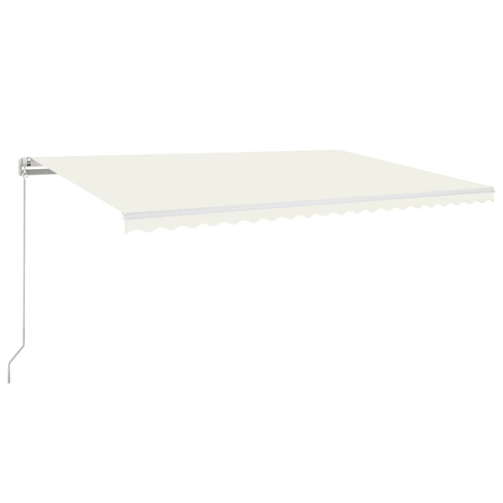 Manuell uttrekkbar markise med LED 500x300 cm kremhvit