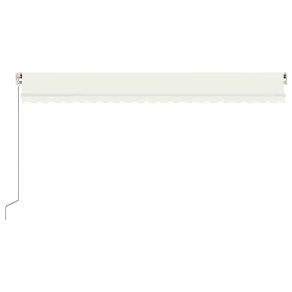 Manuell uttrekkbar markise med LED 500x300 cm kremhvit