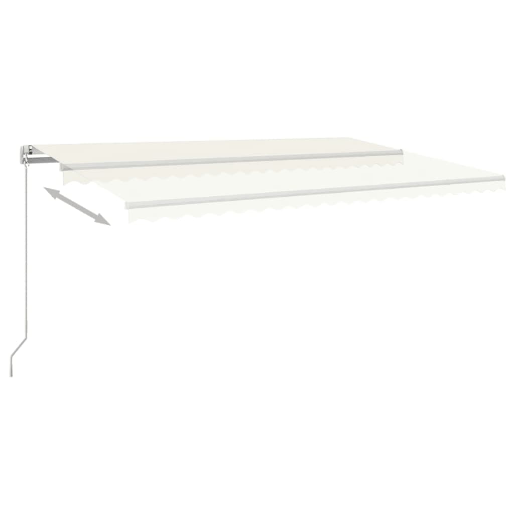 Manuell uttrekkbar markise med LED 500x300 cm kremhvit