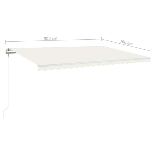 Automatisk markise med vindsensor og LED 500x300 cm kremhvit