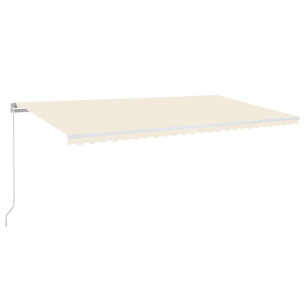 Manuell uttrekkbar markise med LED 600x300 cm kremhvit