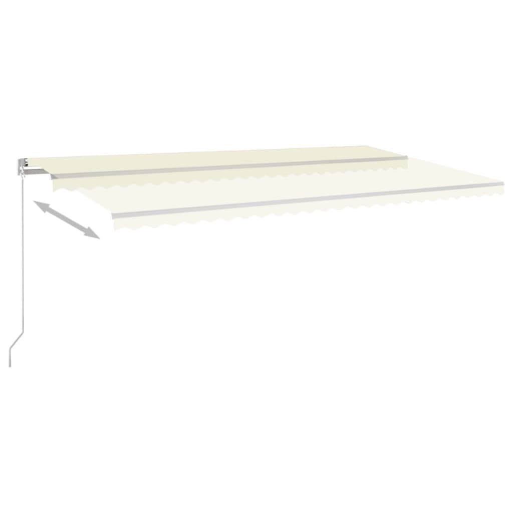 Manuell uttrekkbar markise med LED 600x300 cm kremhvit