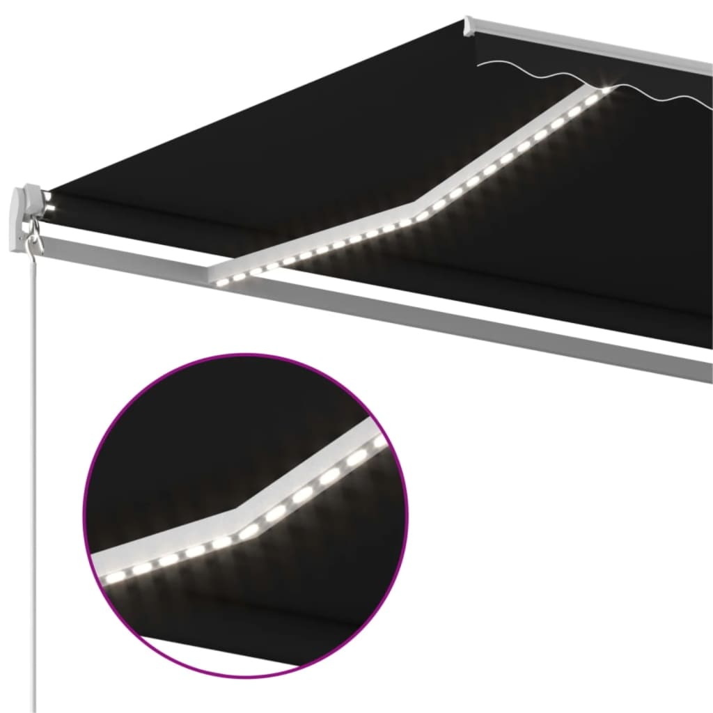 Manuell uttrekkbar markise med LED 600x300 cm antrasitt