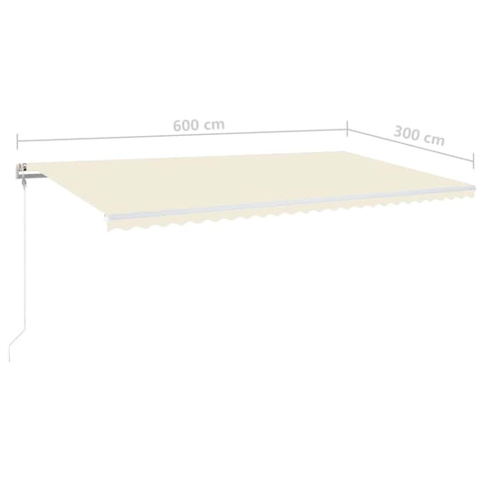 Automatisk markise med vindsensor og LED 600x300 cm kremhvit