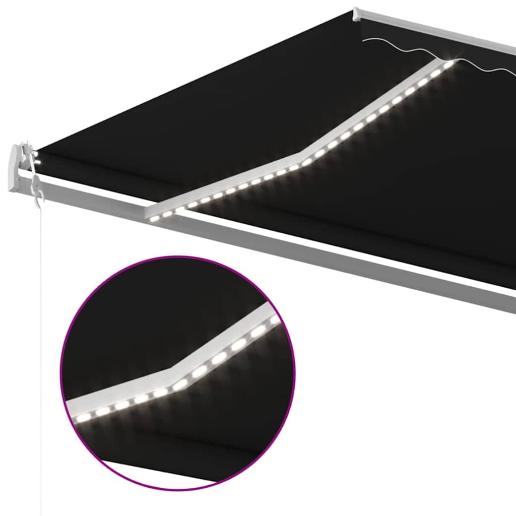 Automatisk markise med vindsensor og LED 600x300 cm antrasitt vidaXL