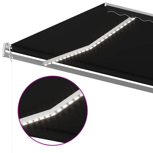 Automatisk markise med vindsensor og LED 600x300 cm antrasitt vidaXL