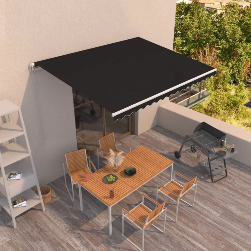 Manuell uttrekkbar markise 400x350 cm antrasitt vidaXL