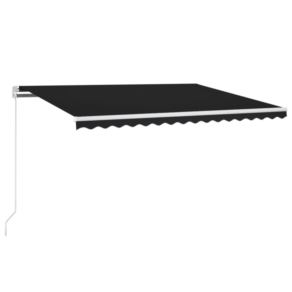 Manuell uttrekkbar markise med LED 400x350 cm antrasitt vidaXL