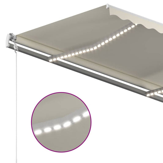 Automatisk markise med vindsensor og LED 400x350 cm kremhvit vidaXL