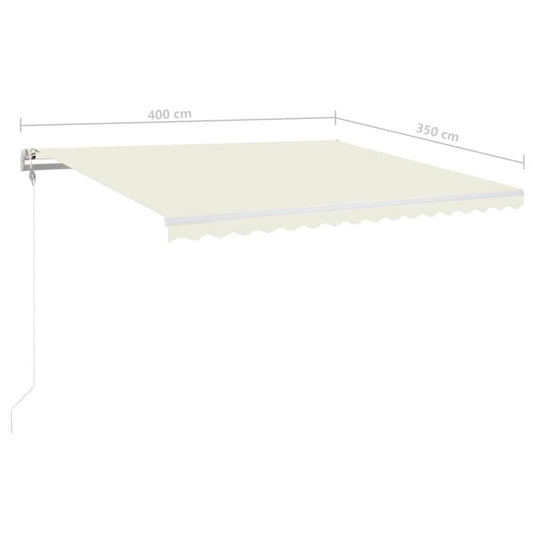 Automatisk markise med vindsensor og LED 400x350 cm kremhvit vidaXL