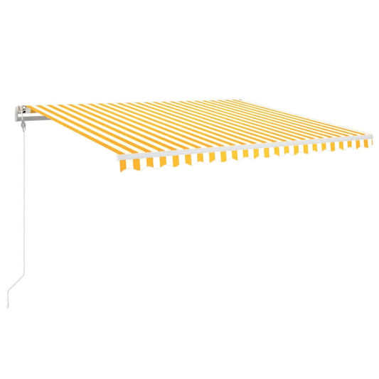 Automatisk markise med vindsensor og LED 400x350 cm gul/hvit vidaXL