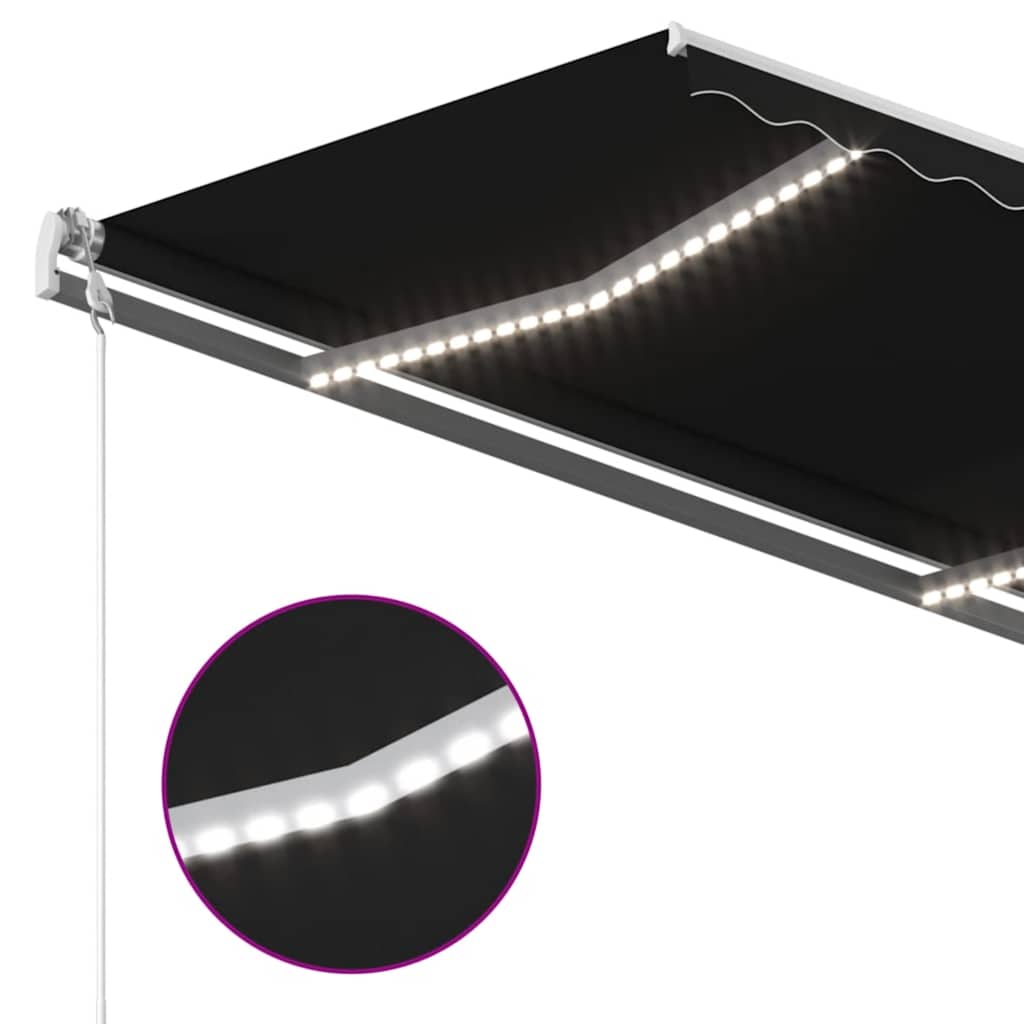 Automatisk markise med vindsensor og LED 400x350 cm antrasitt vidaXL