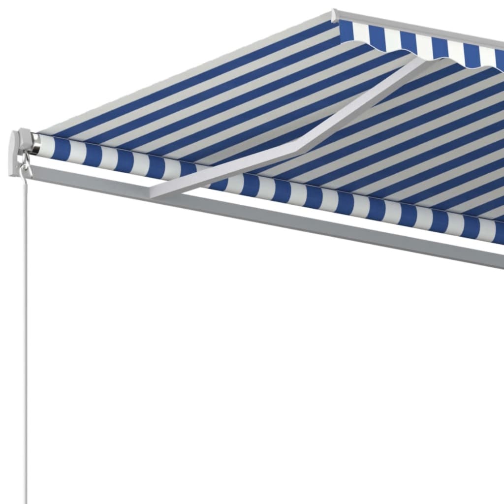 Manuell uttrekkbar markise 450x350 cm blå og hvit