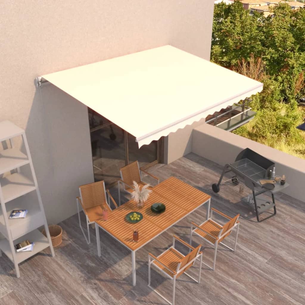 Manuell uttrekkbar markise 450x350 cm kremhvit vidaXL