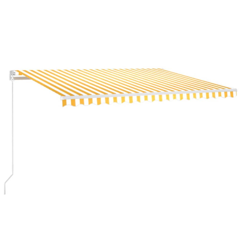 Manuell uttrekkbar markise 450x350 cm gul og hvit vidaXL