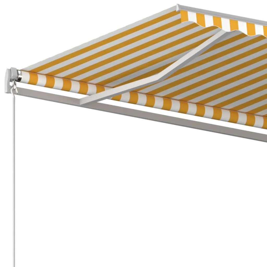 Manuell uttrekkbar markise 450x350 cm gul og hvit vidaXL