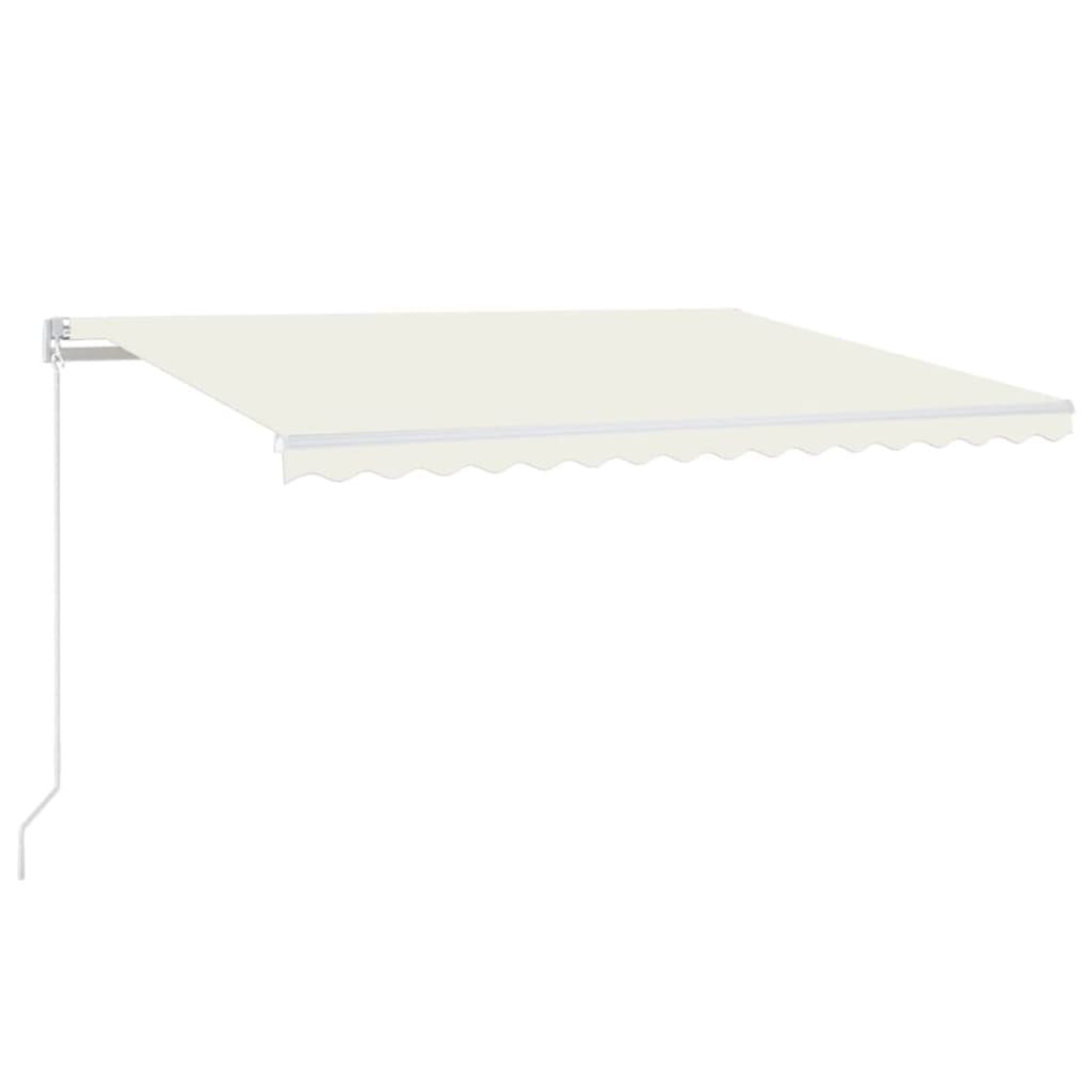 Manuell uttrekkbar markise med LED 450x350 cm kremhvit