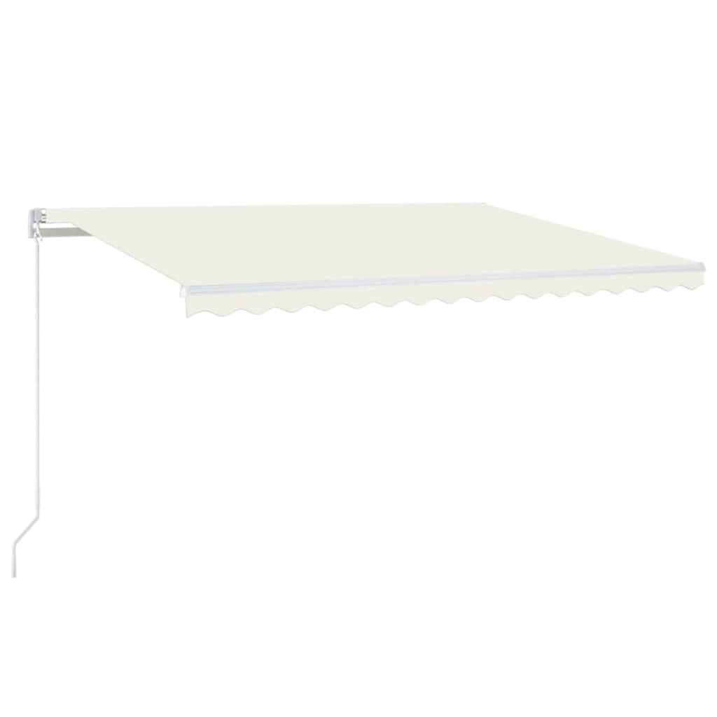 Manuell uttrekkbar markise med LED 450x350 cm kremhvit vidaXL