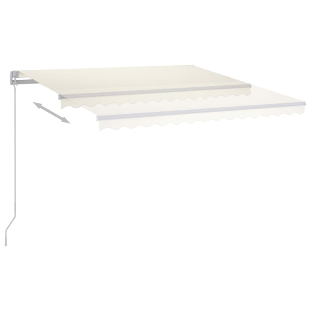 Manuell uttrekkbar markise med LED 450x350 cm kremhvit vidaXL