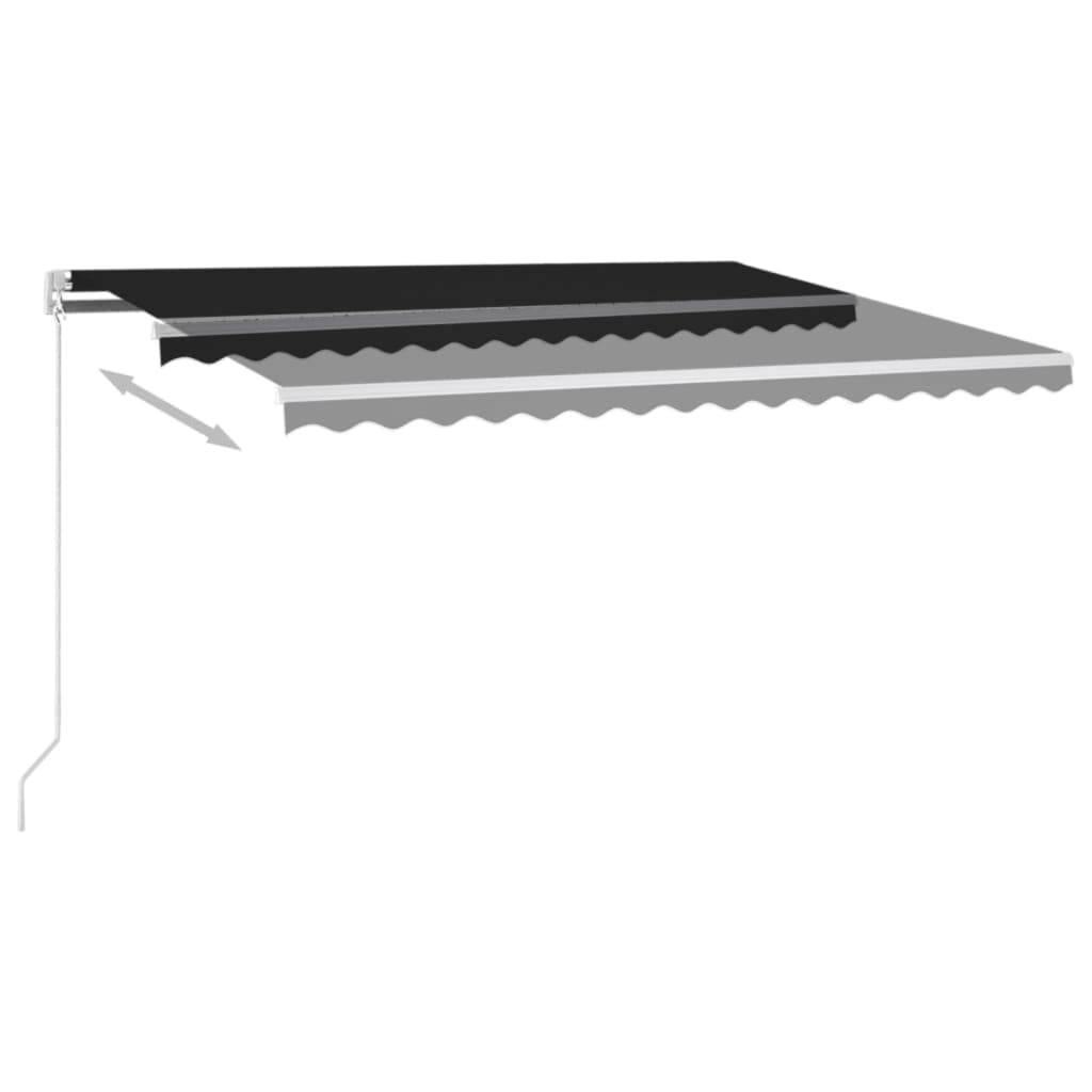 Manuell uttrekkbar markise med LED 450x350 cm antrasitt