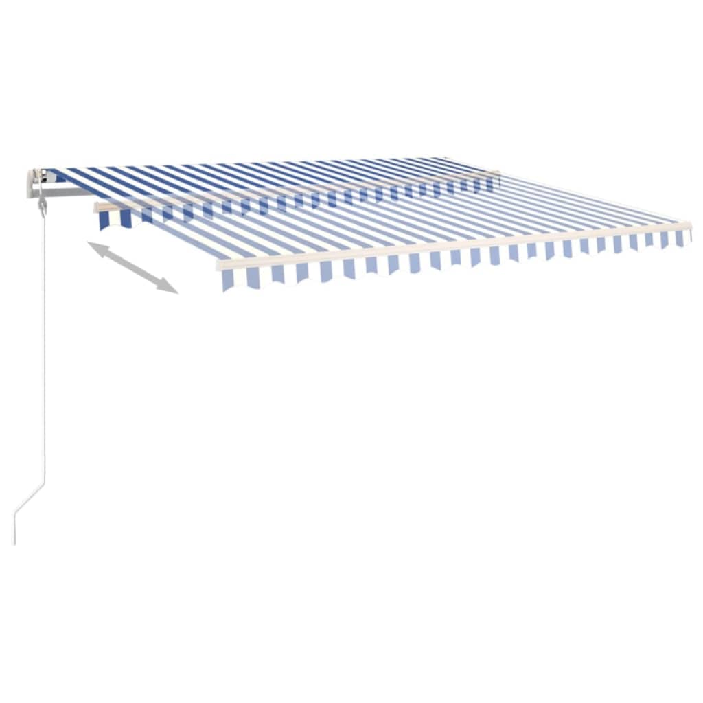 Automatisk uttrekkbar markise 450x350 cm blå og hvit