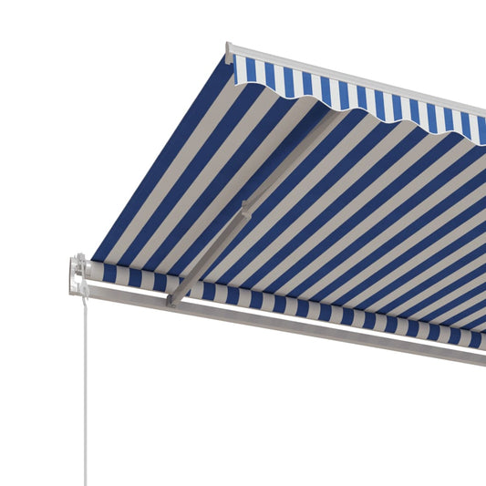 Automatisk uttrekkbar markise 450x350 cm blå og hvit