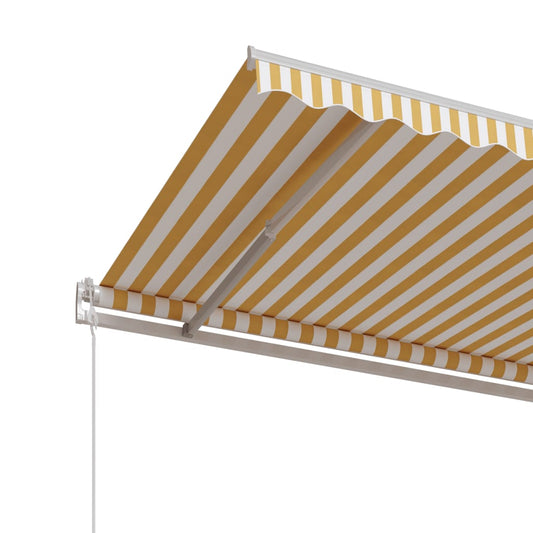 Automatisk uttrekkbar markise 450x350 cm gul og hvit vidaXL