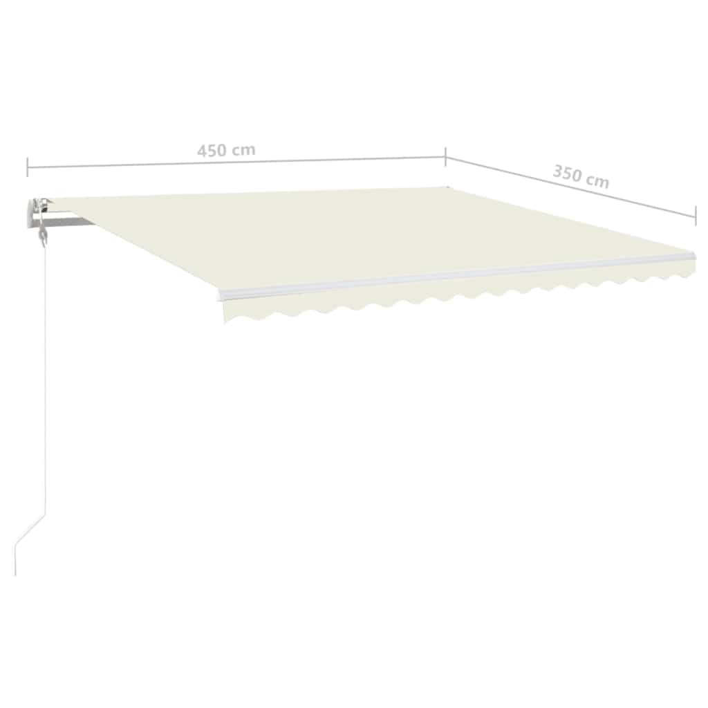 Automatisk markise med vindsensor og LED 450x350 cm kremhvit vidaXL