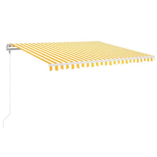 Automatisk markise med vindsensor og LED 450x350 cm gul/hvit vidaXL