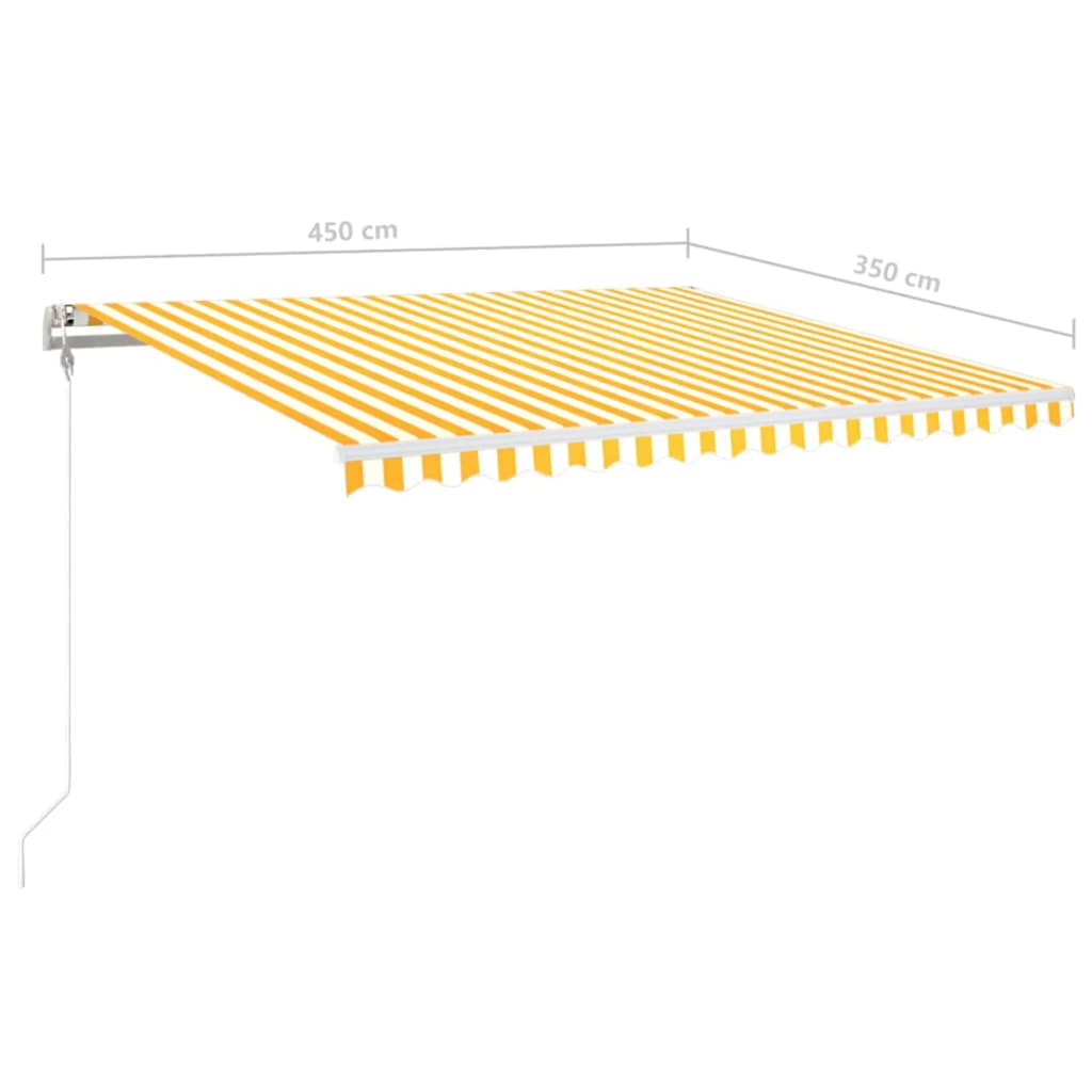 Automatisk markise med vindsensor og LED 450x350 cm gul/hvit vidaXL