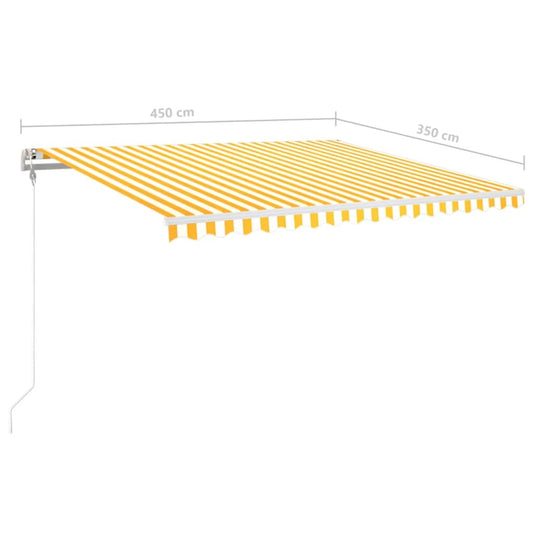 Automatisk markise med vindsensor og LED 450x350 cm gul/hvit vidaXL