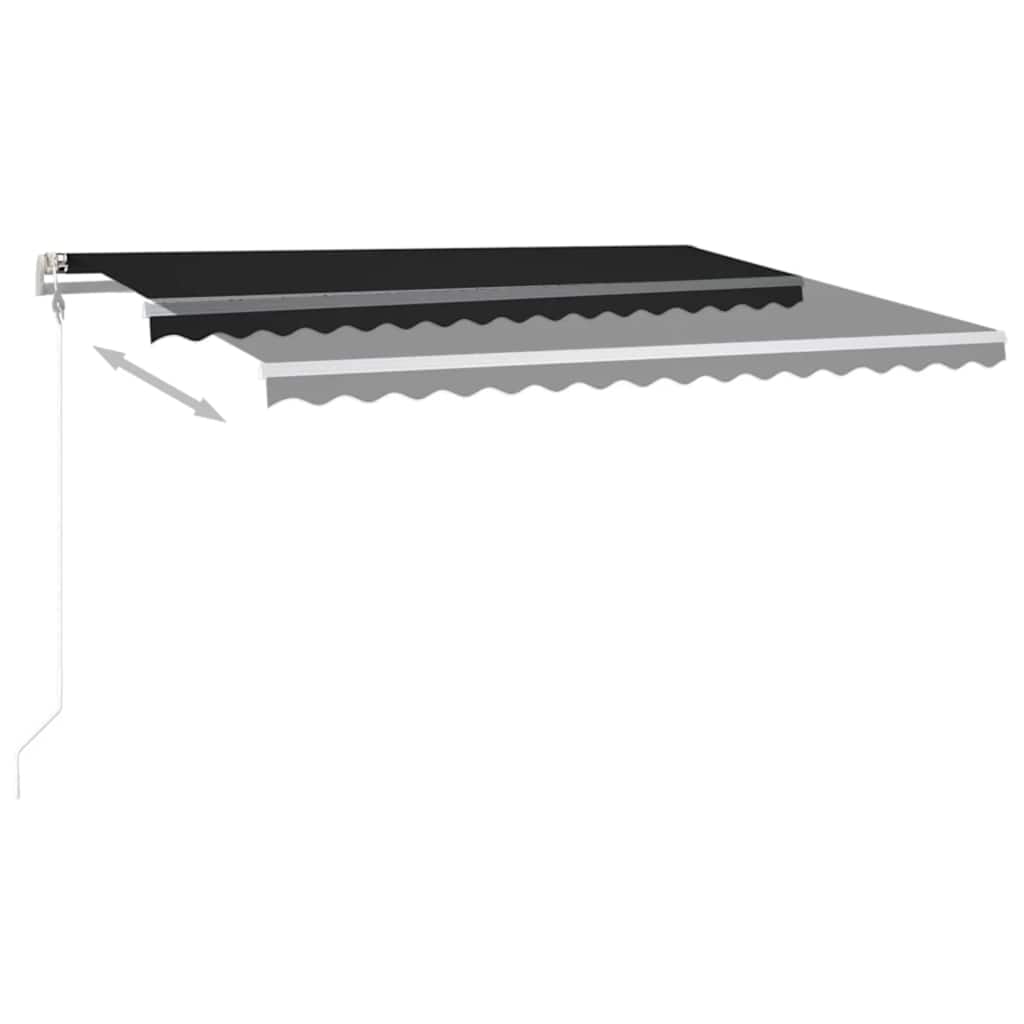 Automatisk markise med vindsensor og LED 450x350 cm antrasitt vidaXL