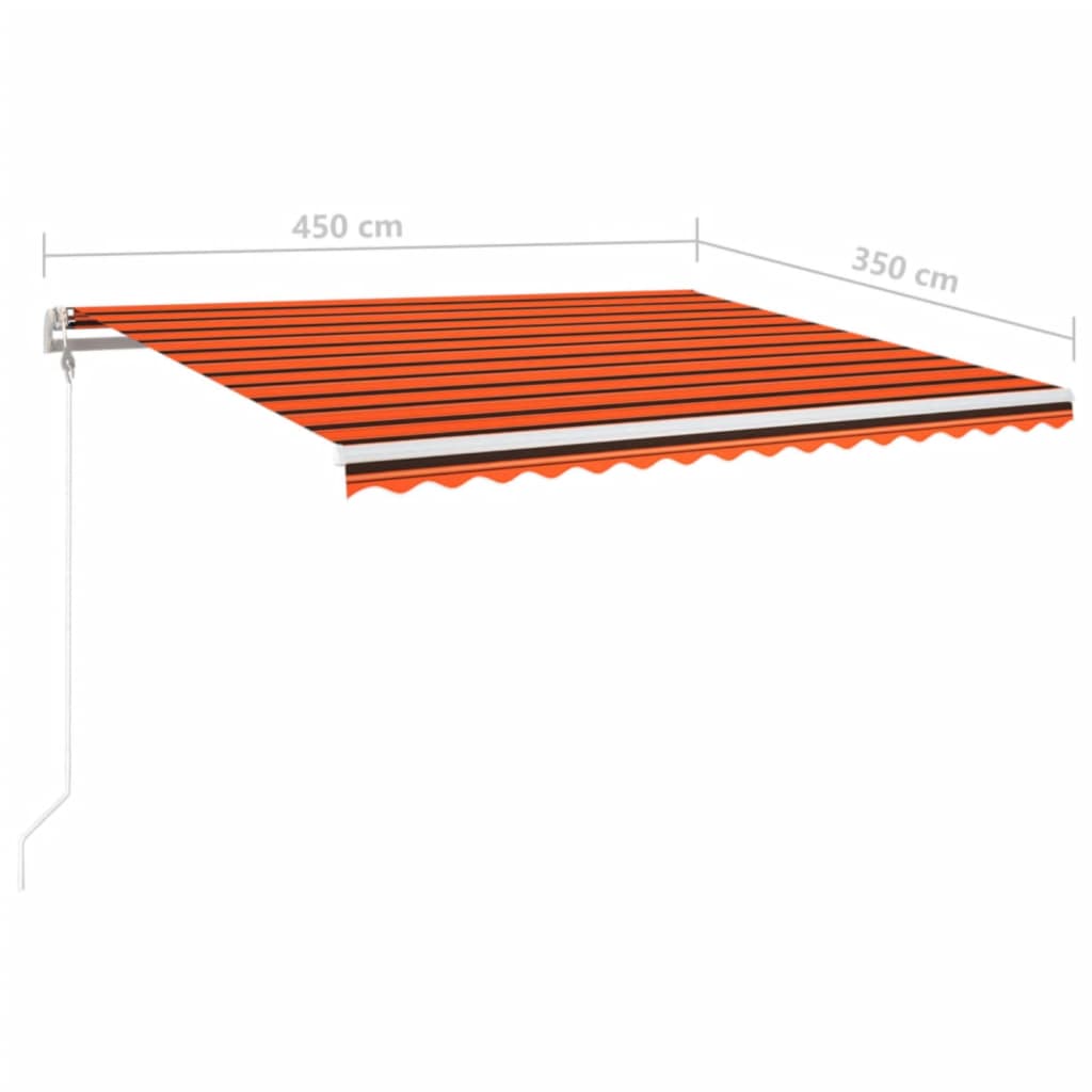 Automatisk markise med vindsensor og LED 450x350cm oransje brun