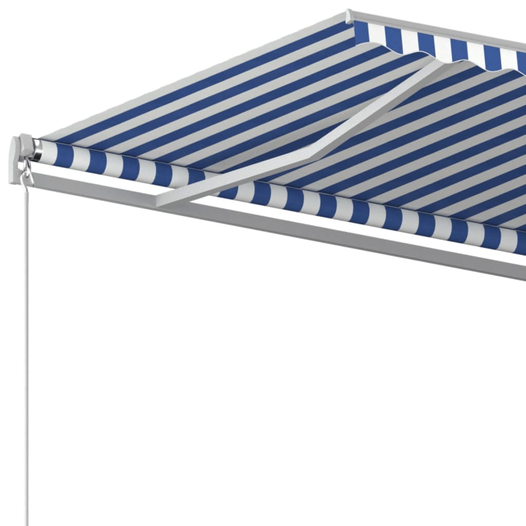 Manuell uttrekkbar markise 500x350 cm blå og hvit vidaXL