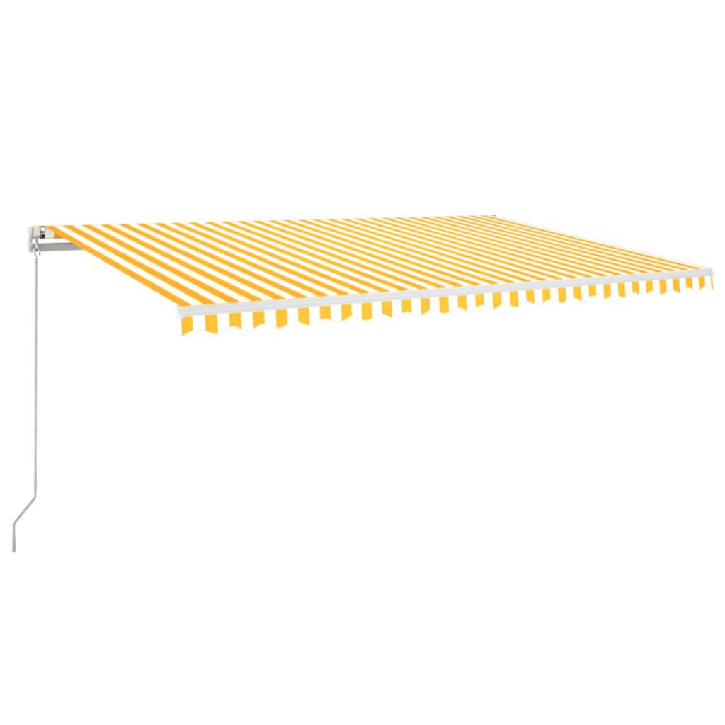 Manuell uttrekkbar markise 500x350 cm gul og hvit