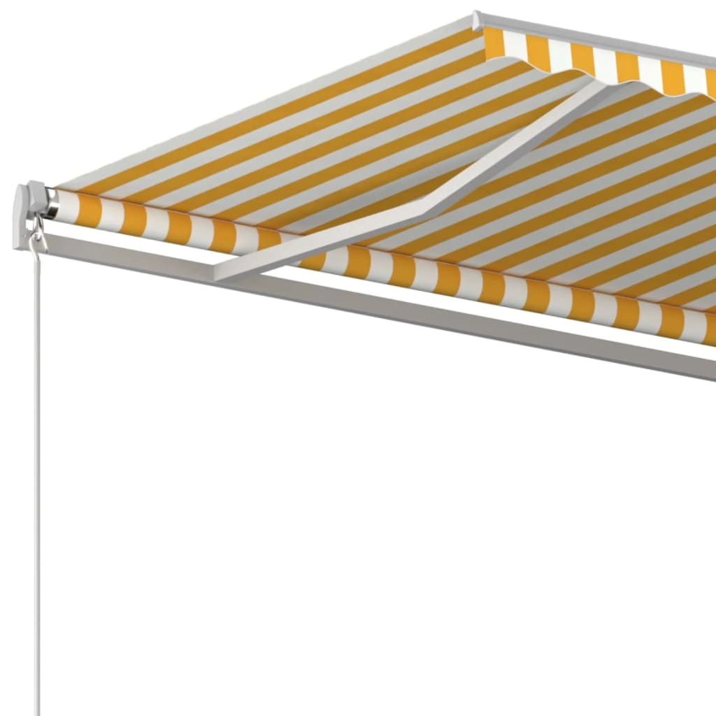 Manuell uttrekkbar markise 500x350 cm gul og hvit