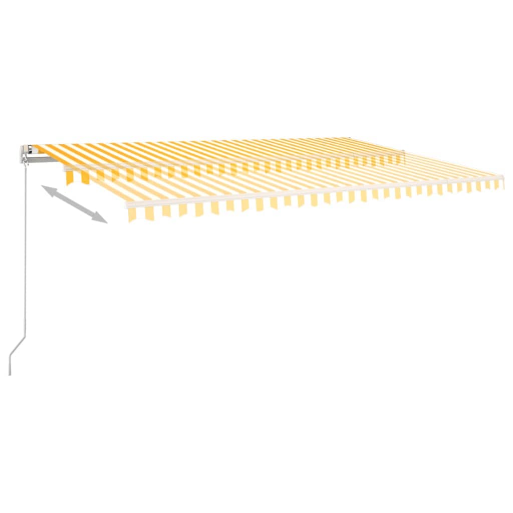 Manuell uttrekkbar markise med LED 500x350 cm gul og hvit