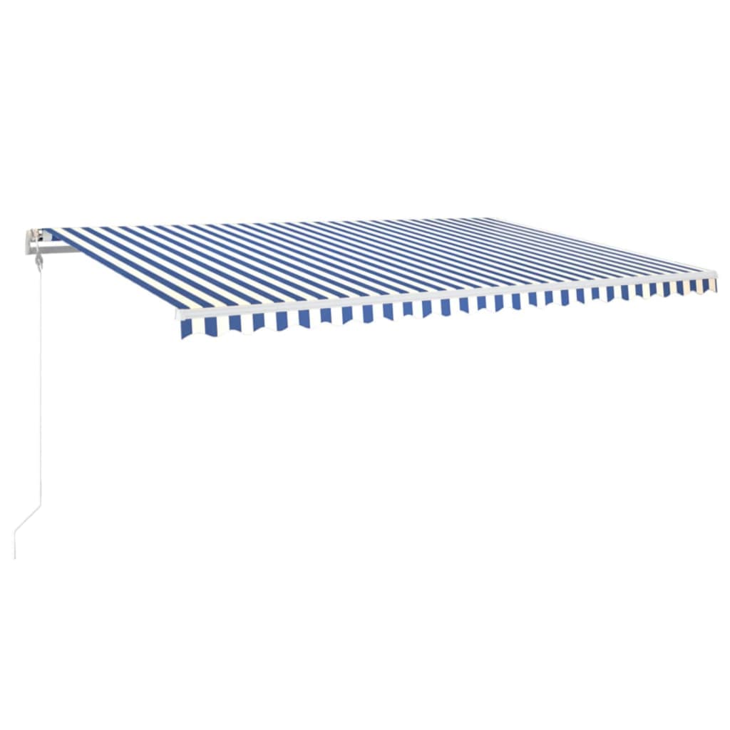 Automatisk uttrekkbar markise 500x350 cm blå og hvit