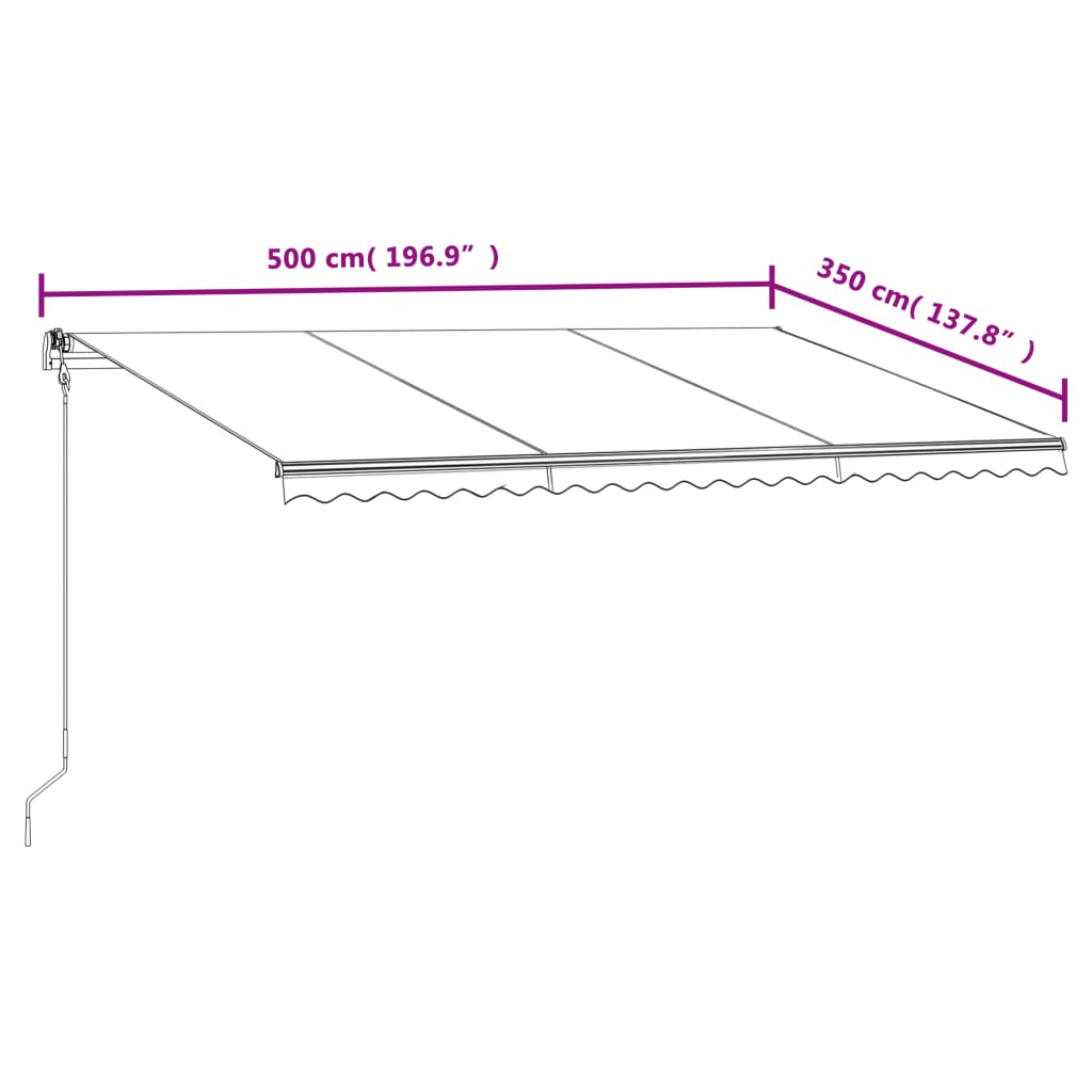 Automatisk uttrekkbar markise 500x350 cm blå og hvit