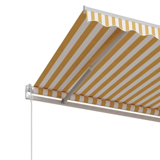 Automatisk uttrekkbar markise 500x350 cm gul og hvit