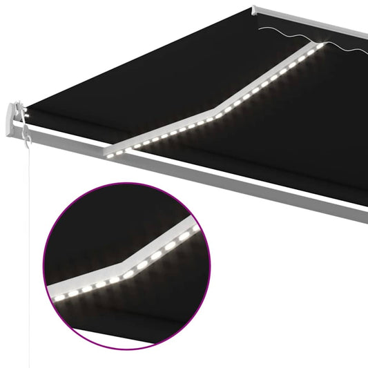 Automatisk markise med vindsensor og LED 500x350 cm antrasitt vidaXL