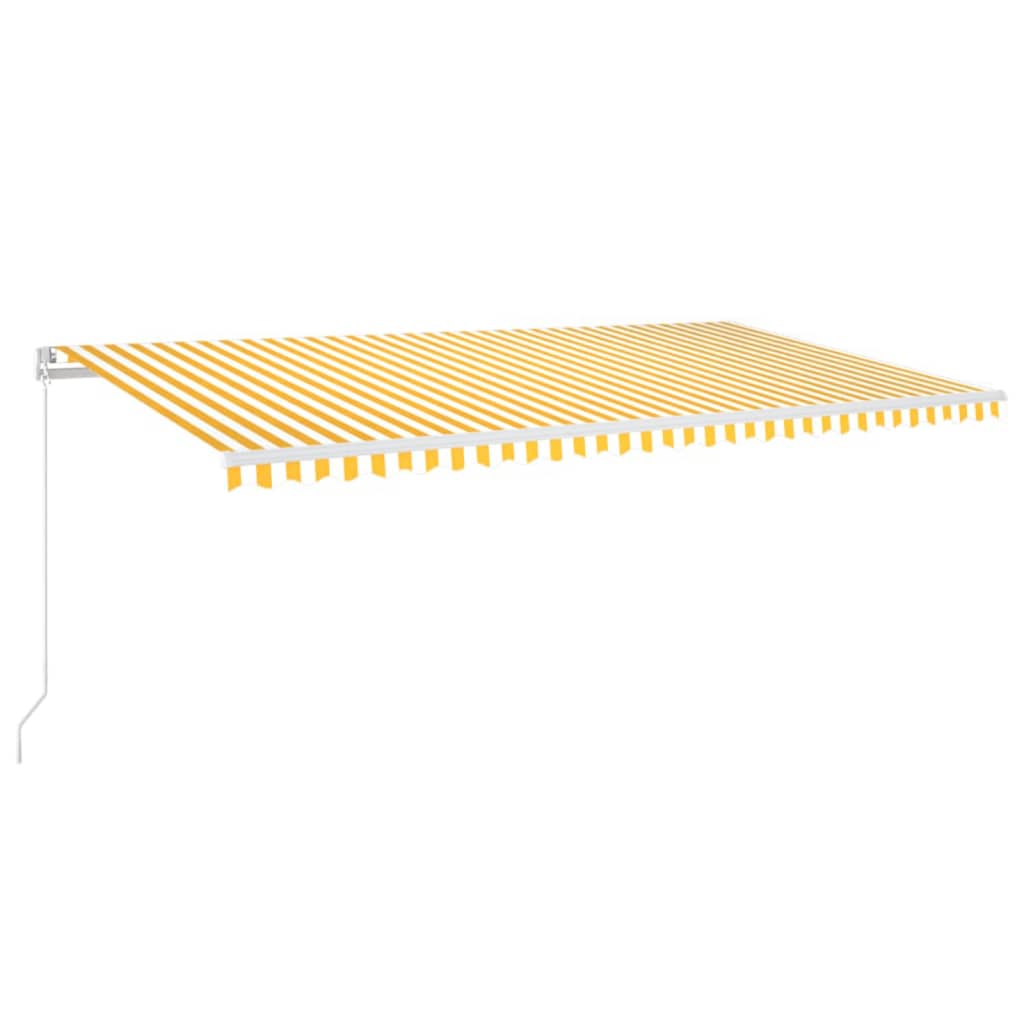 Manuell uttrekkbar markise 600x350 cm gul og hvit