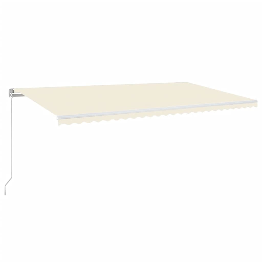 Manuell uttrekkbar markise med LED 600x350 cm kremhvit