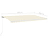 Manuell uttrekkbar markise med LED 600x350 cm kremhvit